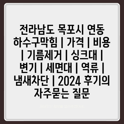 전라남도 목포시 연동 하수구막힘 | 가격 | 비용 | 기름제거 | 싱크대 | 변기 | 세면대 | 역류 | 냄새차단 | 2024 후기