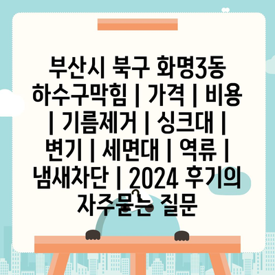 부산시 북구 화명3동 하수구막힘 | 가격 | 비용 | 기름제거 | 싱크대 | 변기 | 세면대 | 역류 | 냄새차단 | 2024 후기