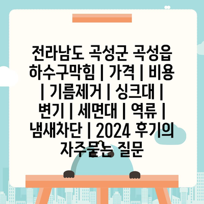 전라남도 곡성군 곡성읍 하수구막힘 | 가격 | 비용 | 기름제거 | 싱크대 | 변기 | 세면대 | 역류 | 냄새차단 | 2024 후기