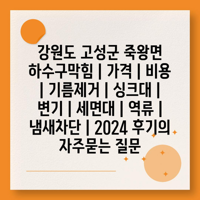 강원도 고성군 죽왕면 하수구막힘 | 가격 | 비용 | 기름제거 | 싱크대 | 변기 | 세면대 | 역류 | 냄새차단 | 2024 후기