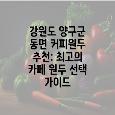 강원도 양구군 동면 커피원두 추천: 최고의 카페 원두 선택 가이드