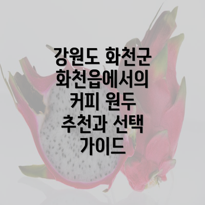 강원도 화천군 화천읍에서의 커피 원두 추천과 선택 가이드