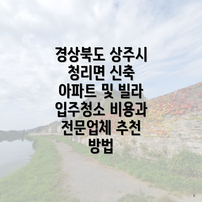 경상북도 상주시 청리면 신축 아파트 및 빌라 입주청소 비용과 전문업체 추천 방법