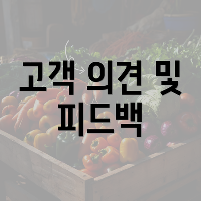 고객 의견 및 피드백