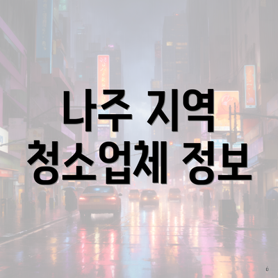 나주 지역 청소업체 정보