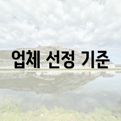 업체 선정 기준