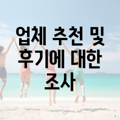 업체 추천 및 후기에 대한 조사