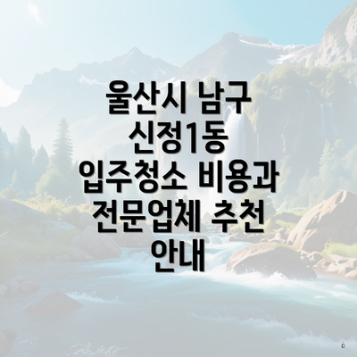 울산시 남구 신정1동 입주청소 비용과 전문업체 추천 안내