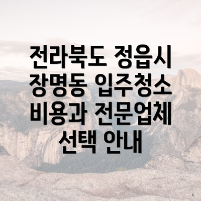 전라북도 정읍시 장명동 입주청소 비용과 전문업체 선택 안내