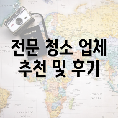 전문 청소 업체 추천 및 후기