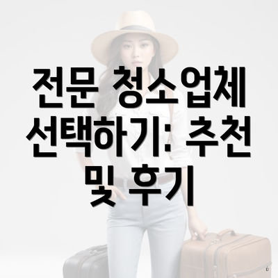 전문 청소업체 선택하기: 추천 및 후기