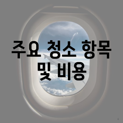 주요 청소 항목 및 비용