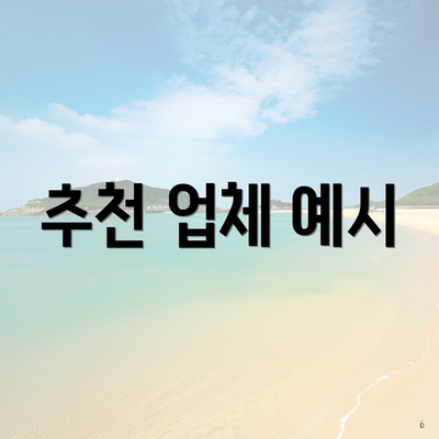 추천 업체 예시