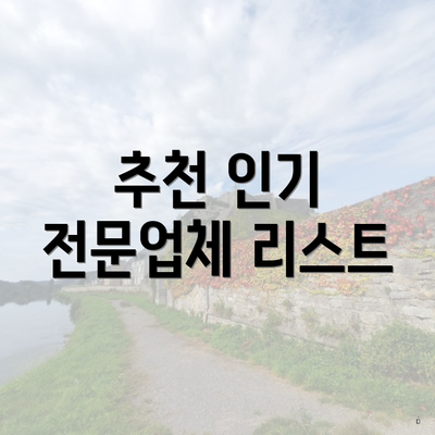 추천 인기 전문업체 리스트