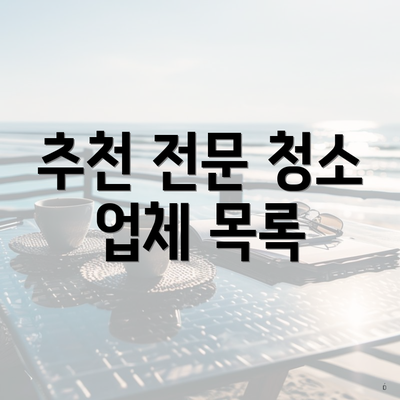 추천 전문 청소 업체 목록