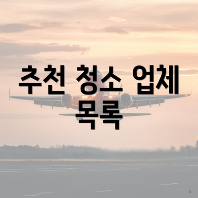 추천 청소 업체 목록