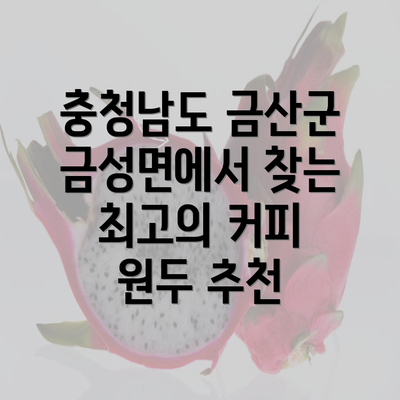 충청남도 금산군 금성면에서 찾는 최고의 커피 원두 추천