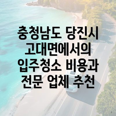 충청남도 당진시 고대면에서의 입주청소 비용과 전문 업체 추천