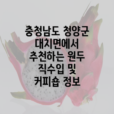 충청남도 청양군 대치면에서 추천하는 원두 직수입 및 커피숍 정보