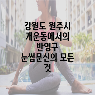 강원도 원주시 개운동에서의 반영구 눈썹문신의 모든 것