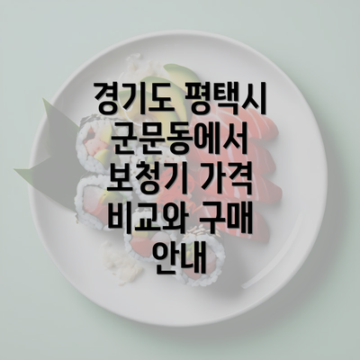 경기도 평택시 군문동에서 보청기 가격 비교와 구매 안내