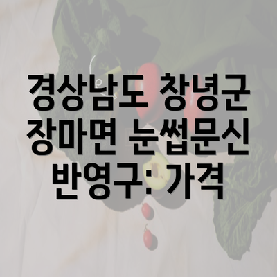 경상남도 창녕군 장마면 눈썹문신 반영구: 가격