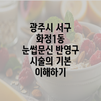 광주시 서구 화정1동 눈썹문신 반영구 시술의 기본 이해하기