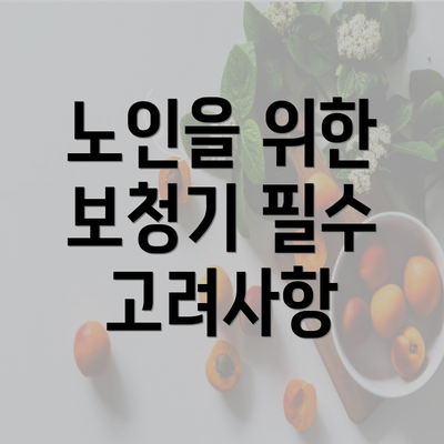 노인을 위한 보청기 필수 고려사항