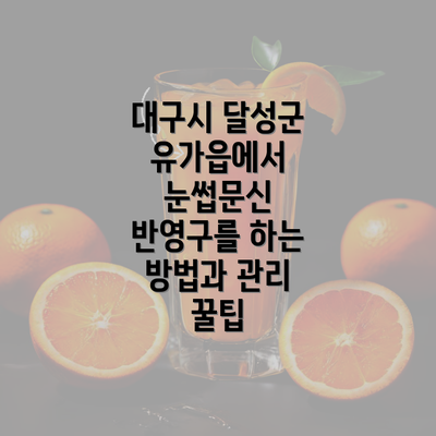 대구시 달성군 유가읍에서 눈썹문신 반영구를 하는 방법과 관리 꿀팁