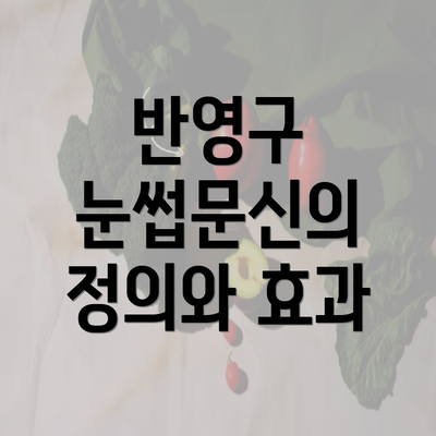 반영구 눈썹문신의 정의와 효과