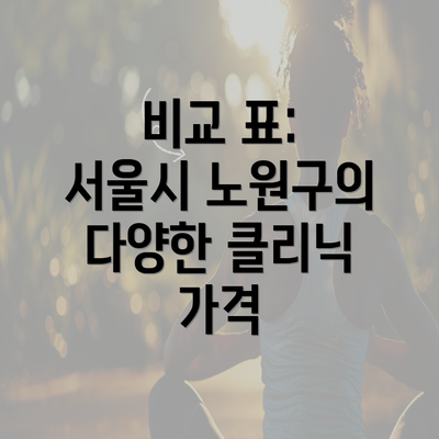 비교 표: 서울시 노원구의 다양한 클리닉 가격