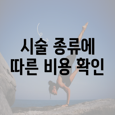 시술 종류에 따른 비용 확인