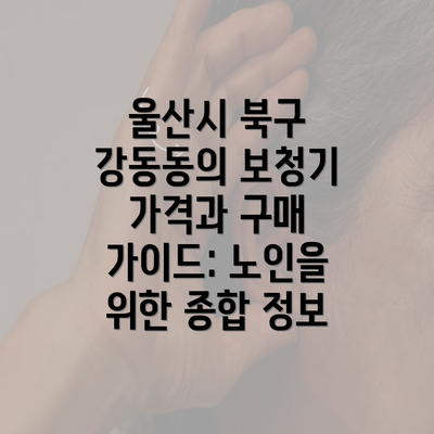 울산시 북구 강동동의 보청기 가격과 구매 가이드: 노인을 위한 종합 정보