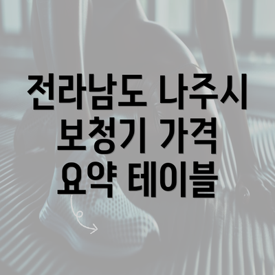 전라남도 나주시 보청기 가격 요약 테이블