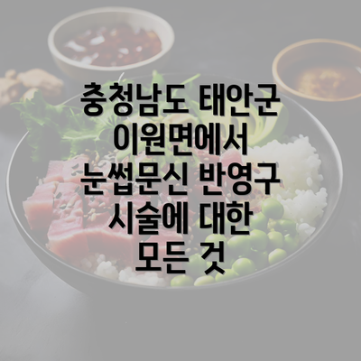 충청남도 태안군 이원면에서 눈썹문신 반영구 시술에 대한 모든 것