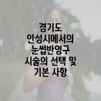 경기도 안성시에서의 눈썹반영구 시술의 선택 및 기본 사항