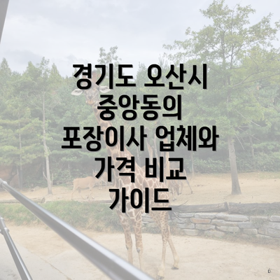 경기도 오산시 중앙동의 포장이사 업체와 가격 비교 가이드