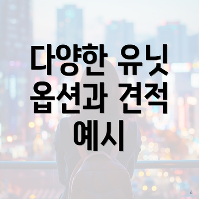 다양한 유닛 옵션과 견적 예시