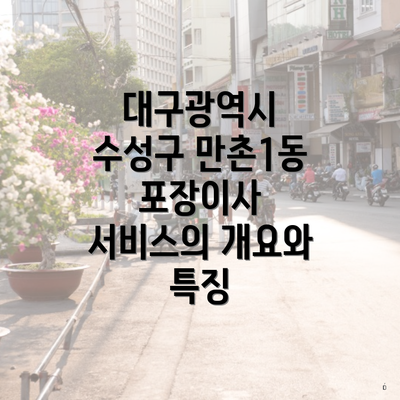 대구광역시 수성구 만촌1동 포장이사 서비스의 개요와 특징