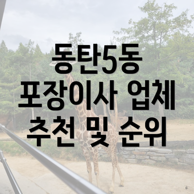 동탄5동 포장이사 업체 추천 및 순위