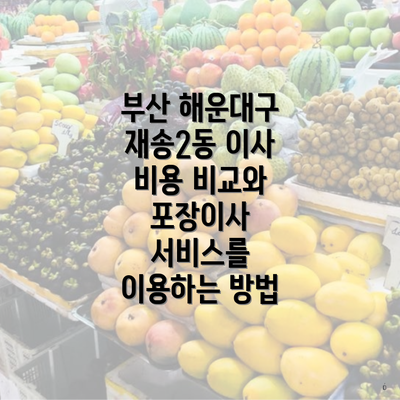 부산 해운대구 재송2동 이사 비용 비교와 포장이사 서비스를 이용하는 방법