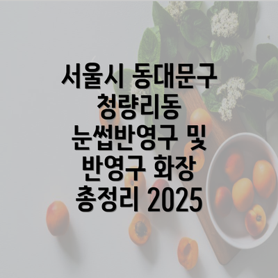 서울시 동대문구 청량리동 눈썹반영구 및 반영구 화장 총정리 2025