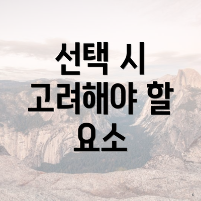 선택 시 고려해야 할 요소