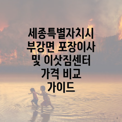 세종특별자치시 부강면 포장이사 및 이삿짐센터 가격 비교 가이드