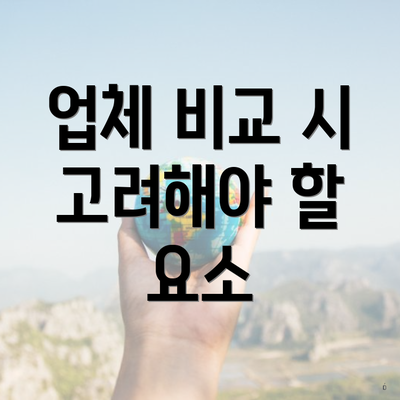 업체 비교 시 고려해야 할 요소