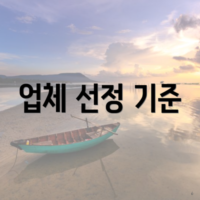 업체 선정 기준