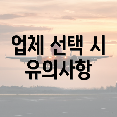 업체 선택 시 유의사항