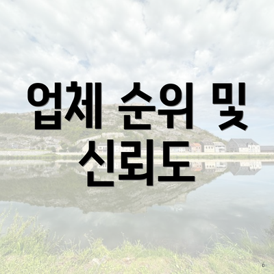 업체 순위 및 신뢰도