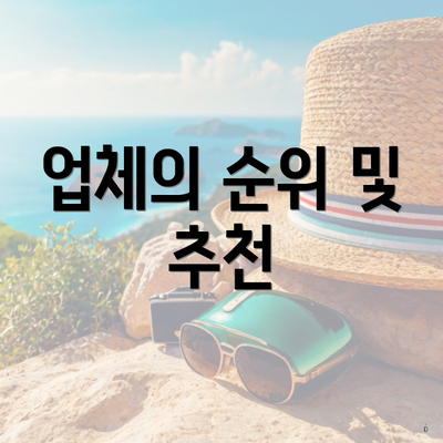 업체의 순위 및 추천