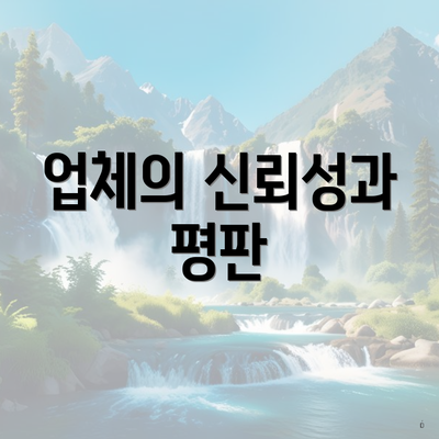 업체의 신뢰성과 평판